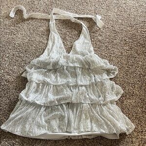White Ruffled Halter Top